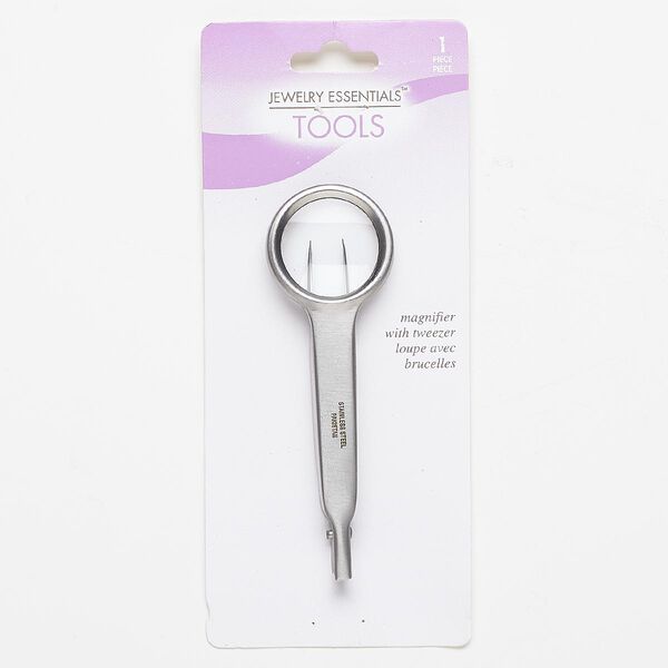 Magnifier, 4x power, stainless steel and glass, 3-3/4 x 1-1/4 inches with 3-1/8 x 1/4 inch tweezers and 1-1/4 lens. Sold individually. image number 0