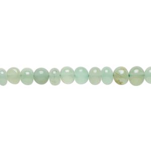 Green chalcedony 1pkg1, hand-cut pebble bead 14 inch small