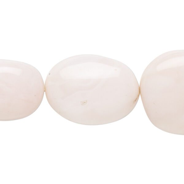 Bead, pink opal (natural), 17x13mm-26x20mm graduated hand-cut puffed oval with 0.4-1.4mm hole, B grade, Mohs hardness 5 to 6-1/2. Sold per 8-inch strand. image number 0