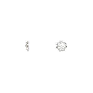Bead cap, sterling silver, 5x1.5mm flower, fits 4-6mm bead. Sold per pkg of 25.