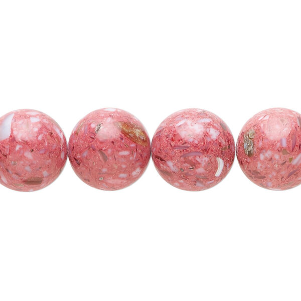 Multi-gemstone / mother-of-pearl shell / resin 1pkg1, round bead 15 inch 11-13mm image number 0