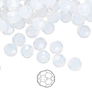 Bead 288pk white opal, Preciosa Czech crystal 6mm round