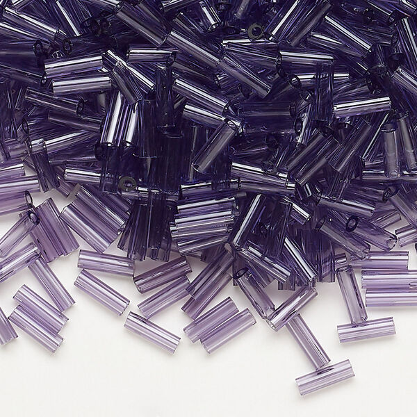 Bugle bead, Dyna-Mites™, glass, transparent purple, #3. Sold per 35-gram pkg. image number 0