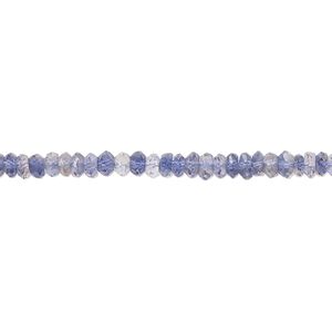 Iolite 1pkg1, hand-cut faceted rondelle / saucer bead natural 13 inch 4x1mm-4x2mm
