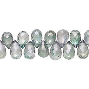 Quartz crystal 1pkg1, hand-cut top-drilled faceted teardrop bead 7 inch 8x5mm-10x6mm