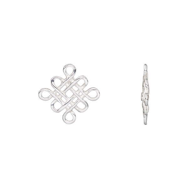 Drop, sterling silver, 14mm single-sided knot. Sold individually. image number 0