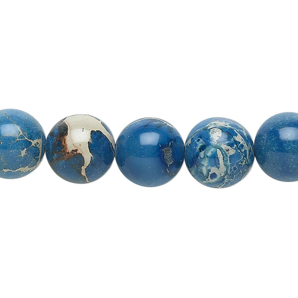 Bead, magnesite (dyed / stabilized), light blue, 10mm round, B grade, Mohs hardness 3-1/2 to 4. Sold per 15-1/2" to 16" strand. image number 0
