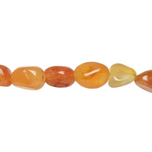 Red agate 1pkg1, pebble bead, 15 inch small to large / light to medium