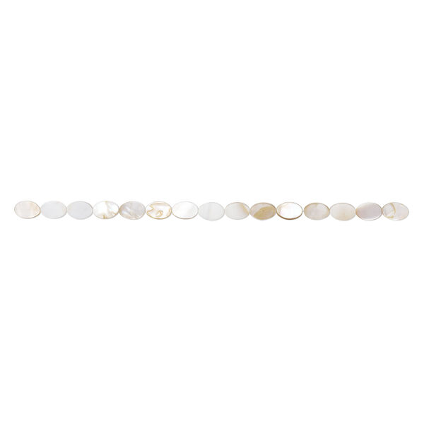 Mother-of-pearl shell 1pkg1, flat oval bead 15 inch 15x10mm image number 1