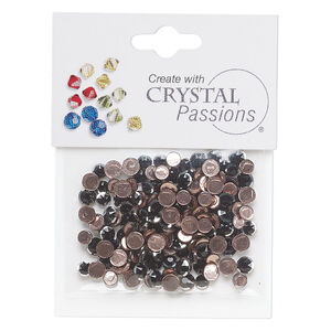 Flat back mix 1pkg144 jet, Crystal Passions&reg; rhinestone 3.80-4.80mm hotfix round SS16 / SS20
