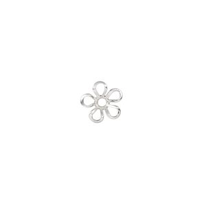 Component, silver-finished brass, 9x8.5mm flower. Sold per pkg of 20.