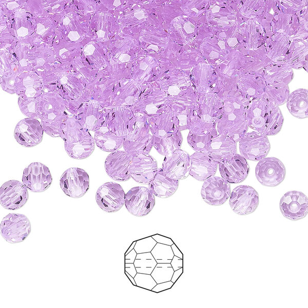 Bead 720pk violet, Preciosa Czech crystal 4mm round image number 0