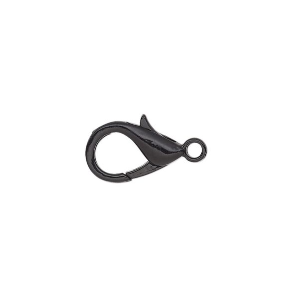 Clasp, lobster claw, black-finished brass, 14x9mm. Sold per pkg of 10. image number 0