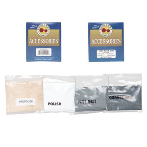 Tumbling abrasive, silicone carbide and aluminum oxide, coarse / fine / pre-polish / polish compound, 12 ounces. Sold per 4-piece set.
