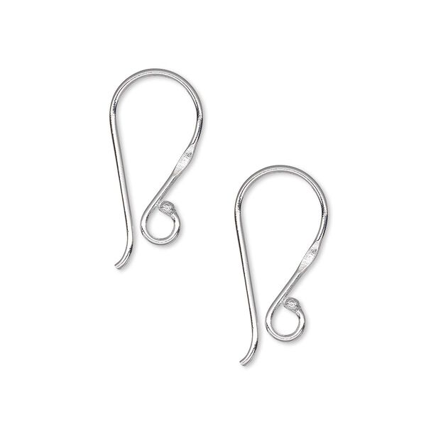 Ear wire, Hill Tribes, silver-plated brass, 19mm fishhook with open loop, 20 gauge. Sold per pkg of 5 pairs. image number 0