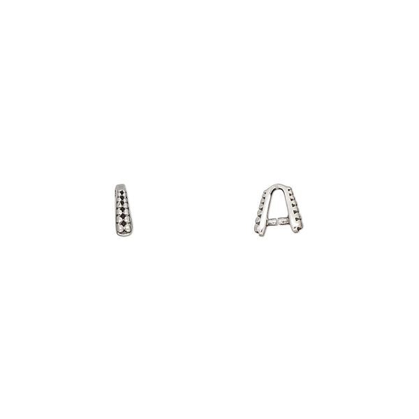 Bail, ice-pick, antiqued sterling silver, 5x2mm with beaded design, 2.7mm grip length. Sold per pkg of 4. image number 0