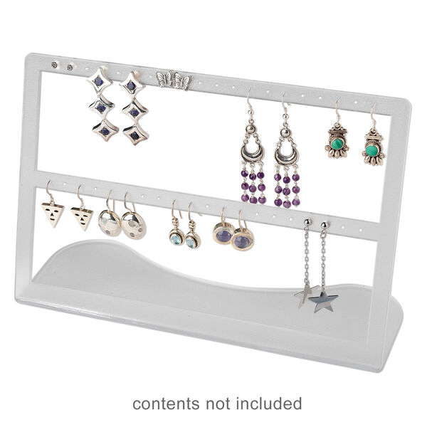 Display, earring, acrylic, frosted clear, 9 x 6 x 3-inch textured, holds 20 pairs. Sold individually. image number 1