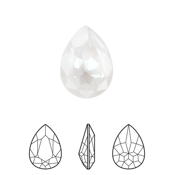 Fancy stone 1pk crystal electric white ignite LacquerPRO, Crystal Passions® 18x13mm pear 4320 image number 0