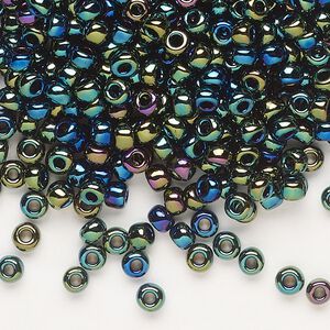 Seed bead, Dyna-Mites™, glass, opaque rainbow iris, #6 round. Sold per 1/2 kilogram pkg.