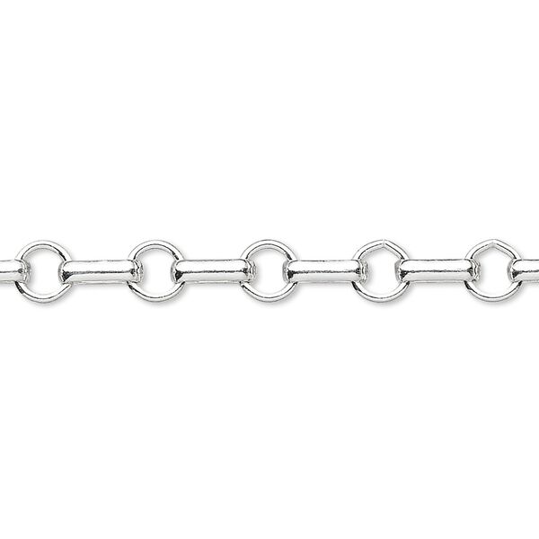 Chain, sterling silver, 5mm bar and link. Sold per pkg of 5 feet. image number 0