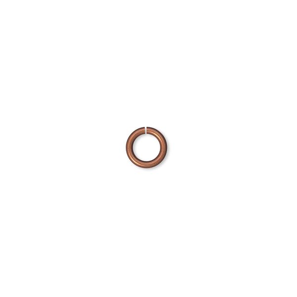 Jump ring, antique copper-plated brass, 6mm round, 4.2mm inside diameter, 18 gauge. Sold per pkg of 100. image number 0
