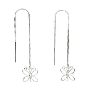Ear thread, sterling silver, 4-1/2 inches with butterfly. Sold per pair.