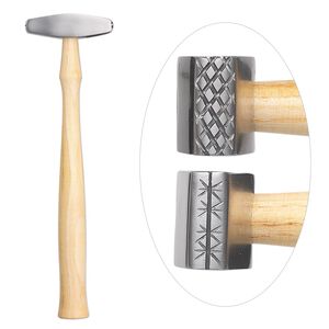 Hammer, steel and wood, 10-1/2 inches with 1-1/3 inch textured dual head. Sold individually.