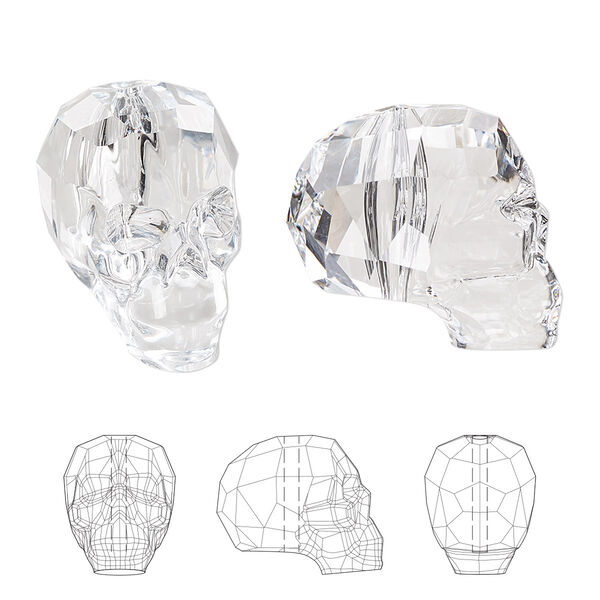 Bead 1pk crystal, Crystal Passions® 19x18mm skull 5750 image number 0