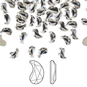 Flat back 4pk crystal foil back, Crystal Passions® 6x3.7mm paisley y 2365