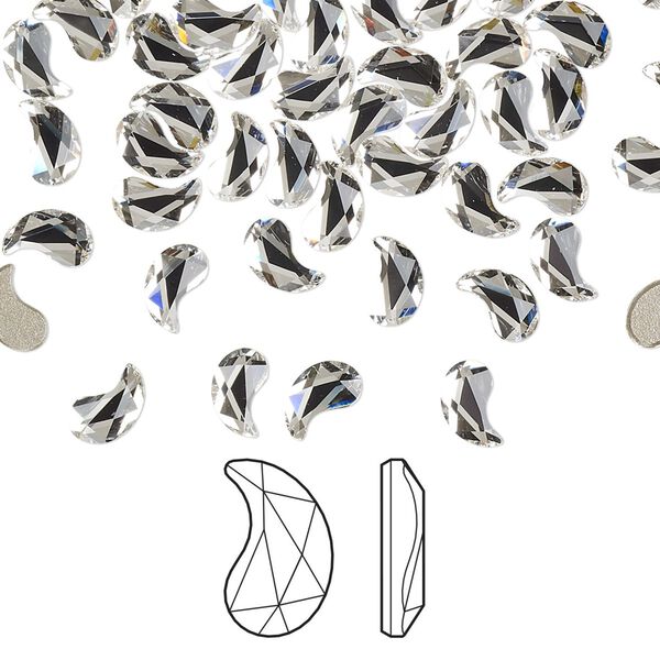 Flat back 4pk crystal foil back, Crystal Passions® 6x3.7mm paisley y 2365 image number 0