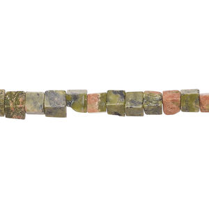 Unakite 1pkg1, cube bead natural, 15 inch 4-5mm