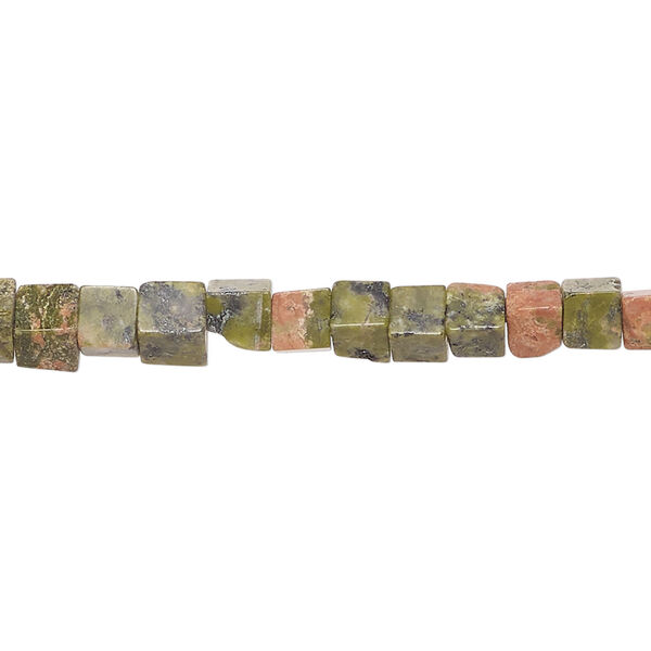 Unakite 1pkg1, cube bead natural, 15 inch 4-5mm image number 0