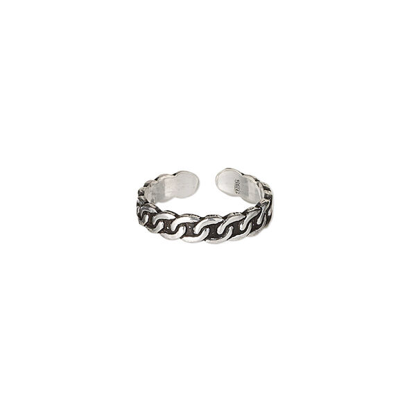 Toe ring, Create Compliments®, antiqued sterling silver, 3mm wide with chain link design, adjustable. Sold individually. image number 0