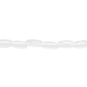Quartz crystal 1pkg1, hand-cut oval bead natural 15.5-16 inch 10x4mm