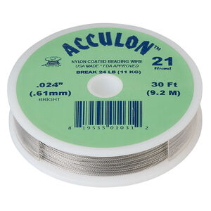 Beading wire, Acculon®, nylon-coated stainless steel, clear, 21 strand, 0.024-inch diameter. Sold per 30-foot spool.