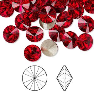 Chaton 144pk light Siam foil back, Swarovski® 8.16-8.41mm rivoli SS39 1122