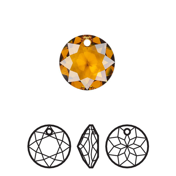 Drop 1pk topaz, Crystal Passions® 14mm pendant classic cut 6430 image number 0