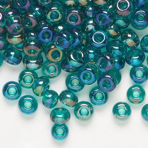 Seed bead, Preciosa Ornela, glass, translucent rainbow teal, #2 rocaille. Sold per 50-gram pkg.