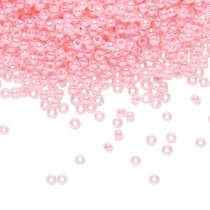 Seed bead, TOHO BEADS®, glass, pkg/7.5g, #11 round, opaque ceylon innocent pink (TR-11-145).