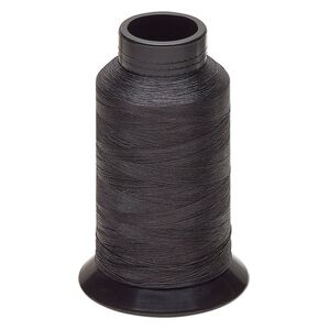 Thread, Nymo®, nylon, black, size O. Sold per 2-ounce spool.