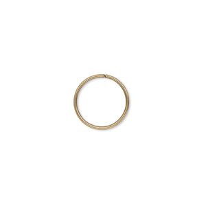 Jump ring, antique gold-plated brass, 12mm round, 10.4mm inside diameter, 20 gauge. Sold per pkg of 500.