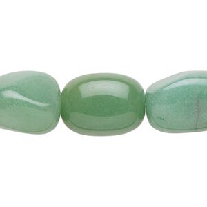Green aventurine 1pkg1, tumbled nugget bead natural 15.5-16 inch large