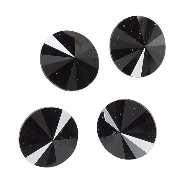 Chaton, jet, 16mm faceted rivoli. Sold per pkg of 4. image number 0