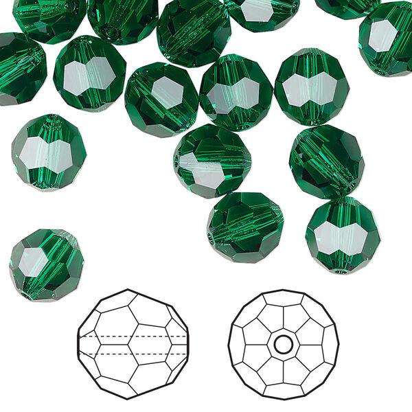 Bead 288pk majestic green, Swarovski® 8mm round 5000 image number 0