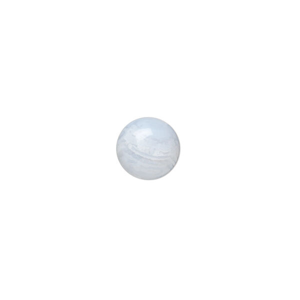 Cabochon, blue lace agate (natural), 8mm calibrated round, B grade, Mohs hardness 6-1/2 to 7. Sold per pkg of 10. image number 0