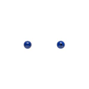 Lapis lazuli 1pkg2, half-drilled round bead natural 4mm