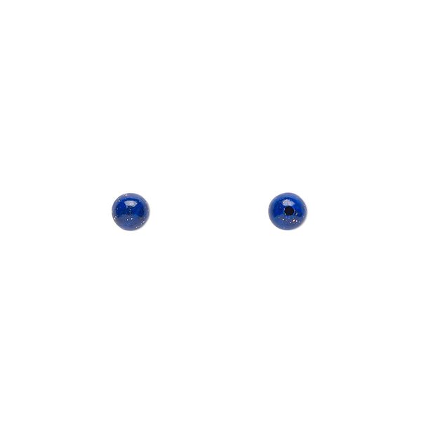 Lapis lazuli 1pkg2, half-drilled round bead natural 4mm image number 0