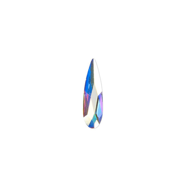 Flat back 24pk crystal AB foil back, Crystal Passions® 14x3.9mm raindrop 2304 image number 0