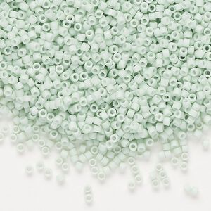 Seed bead, Delica®, glass, pkg/7.5g, #11 round, opaque matte light mint green (DB-1516-1).