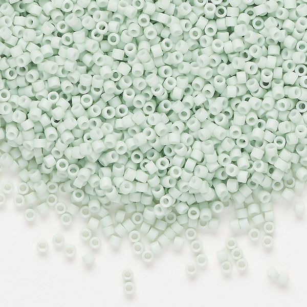 Seed bead, Delica®, glass, pkg/7.5g, #11 round, opaque matte light mint green (DB-1516-1). image number 0